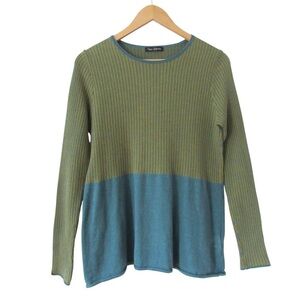 Two Danes Blue Green Striped Colorblock Sweater Size Small Lightweight Classic